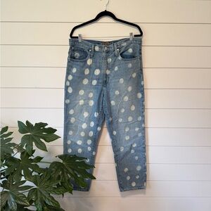 J Crew Jeans Point Sur Boyfriend Jean with Bleached Out Dots Size 31